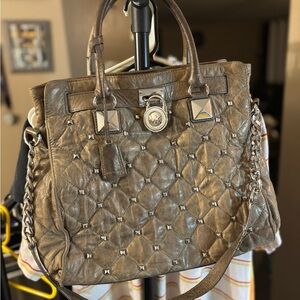 Michael Kors Hamilton Quilted Studded Tote Shoulder Bag